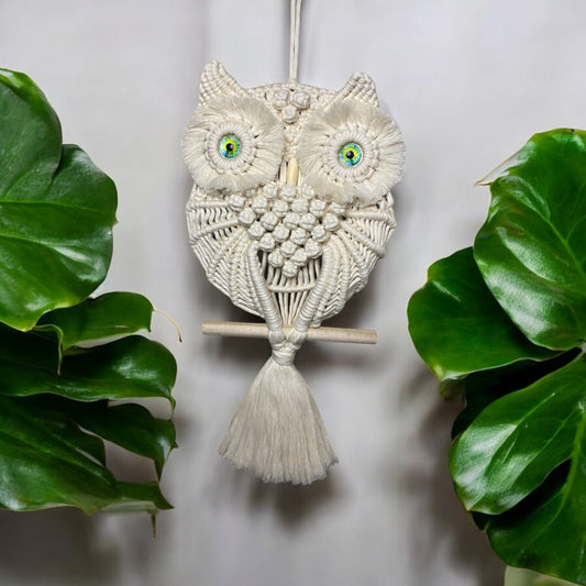 hibou déco fait main macramé